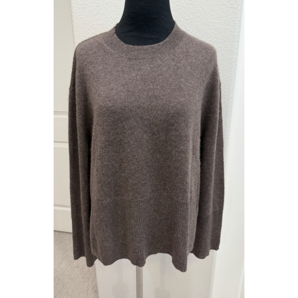 Rachel Zoe 2-Ply Cashmere Sweater Brown Small Relaxed Fit Boxy Closet Staple